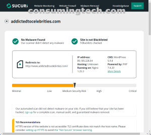addictedtocelebrities.com Sucuri results