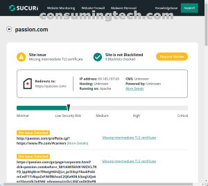 passion.com Sucuri results