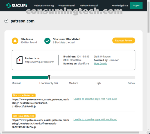 patreon.com Sucuri results