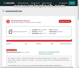 ancensored.com Sucuri results