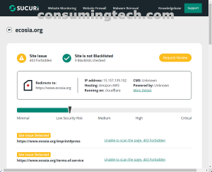 ecosia.org Sucuri results