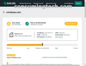 coinbase.com Sucuri results