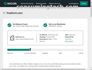freeform.com Sucuri results