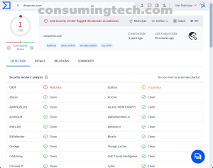 dropmms.com VirusTotal results