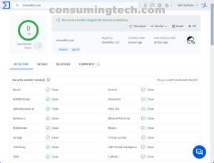 xmrwallet.com VirusTotal results