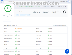 asuracomic.net VirusTotal results