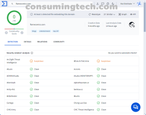 flamecomics.com VirusTotal results