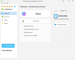A1RunGuard Premium 2.0.2024.619 - dashboard