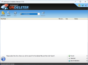 Ashampoo Undeleter 1.11 interface
