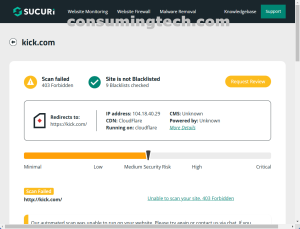 kick.com Sucuri results