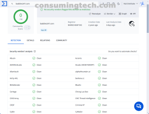 baddies247.com VirusTotal results