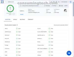 baddiesonly.tv VirusTotal results