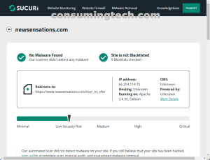 newsensations.com Sucuri results