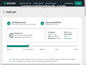 mylf.com Sucuri results