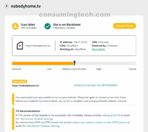nobodyhome.tv Sucuri results
