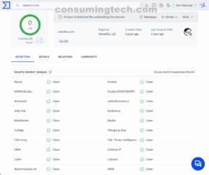 romsfun.com VirusTotal results