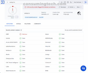 sextop1.la VirusTotal results