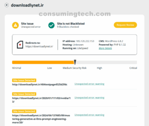 downloadlynet.ir Sucuri results