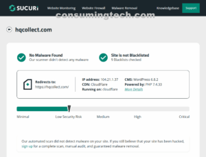hqcollect.com Sucuri results