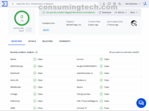 lewdspot.com VirusTotal results
