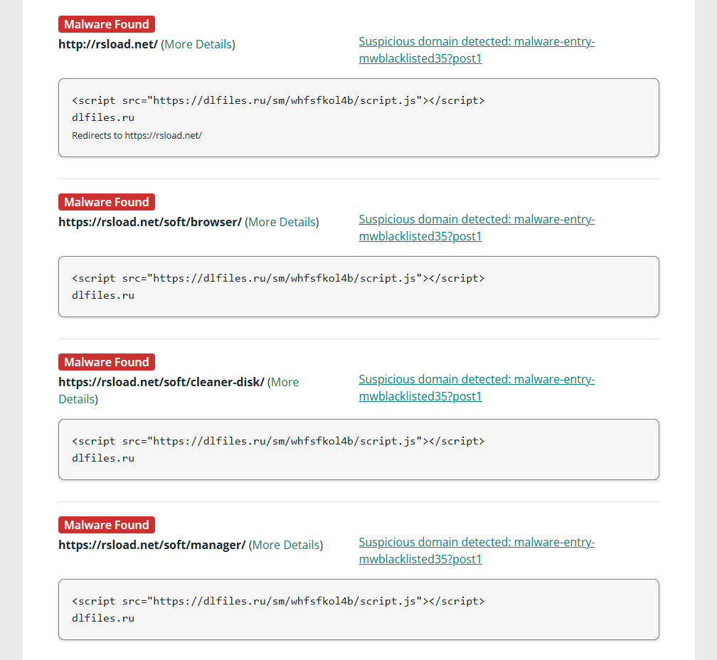 rsload.net malware codes found