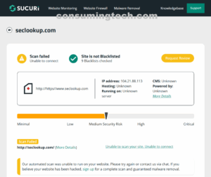 seclookup.com Sucuri results