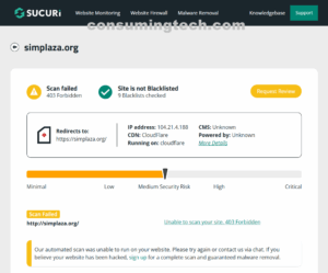 simplaza.org Sucuri results