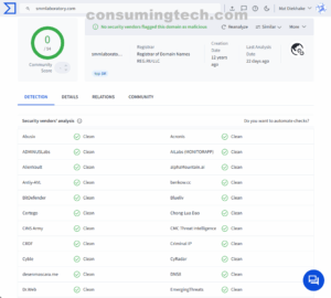 smmlaboratory.com VirusTotal results