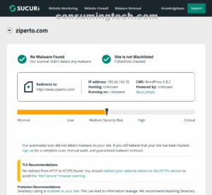 ziperto.com Sucuri results