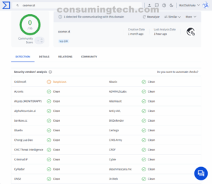 coomer.st VirusTotal results