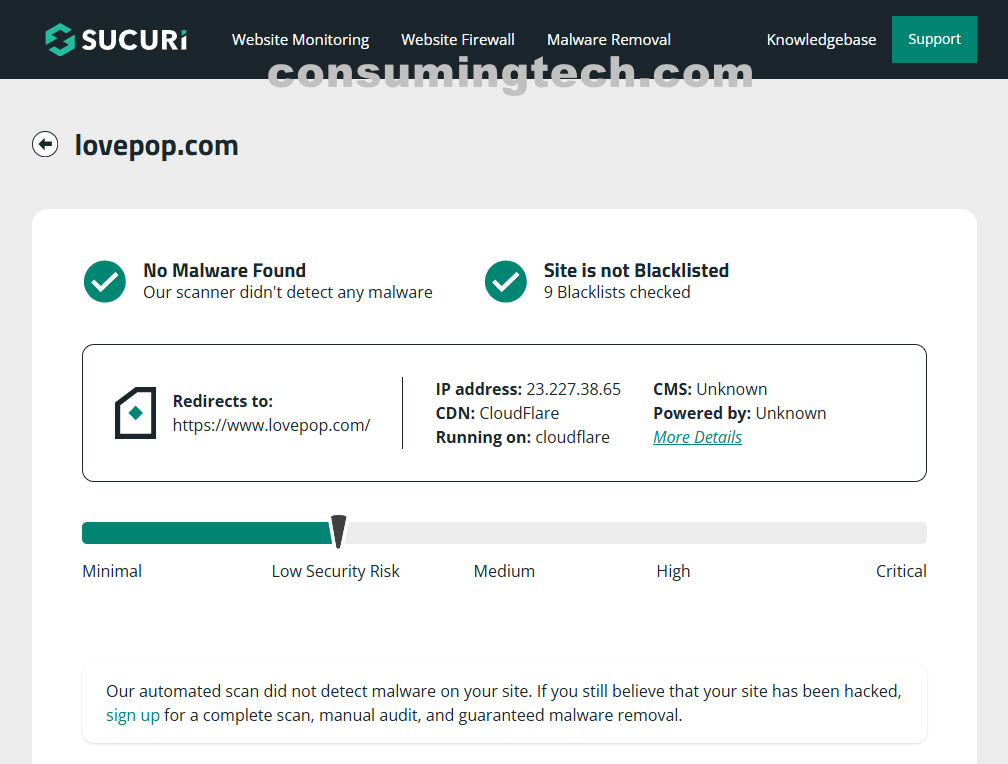 lovepop.com Sucuri results