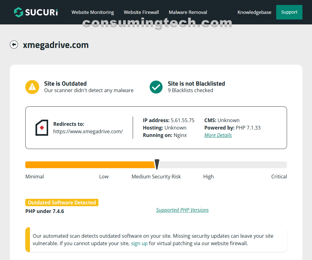 xmegadrive.com Sucuri results