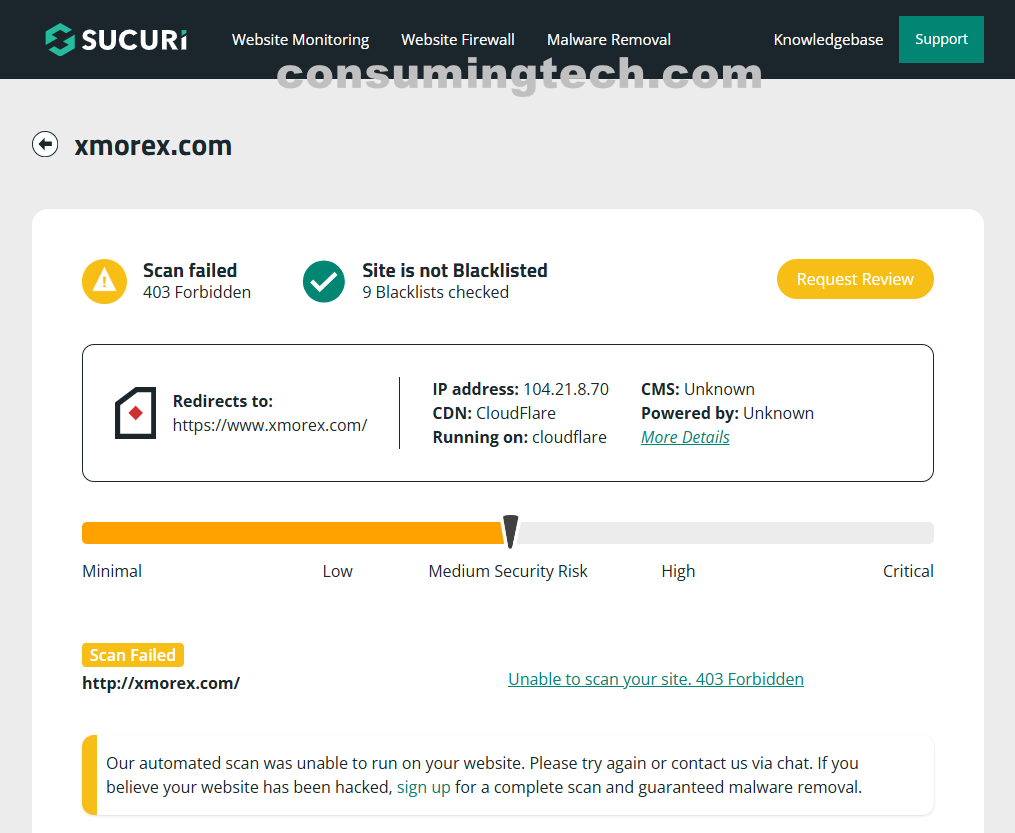 xmorex.com Sucuri results