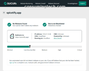 spicetify.app Sucuri results