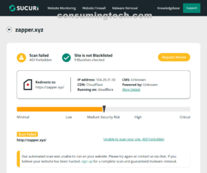Zapper Sucuri results